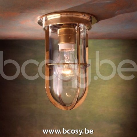 Tekna Nautic Docklight Ceiling-polished brass-clear glass.