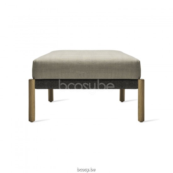 Vincent Sheppard Lento Modular Fußhocker Rahmen aus Unbehandelt Teakholz Anthrazit-Kohle Seil Polypropylen.