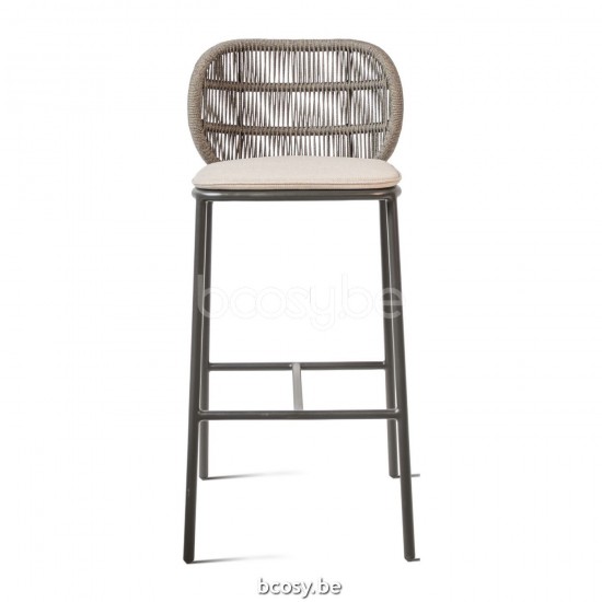 Vincent Sheppard Kodo Barkruk Fossil Grey Aluminium frame Fossil Grey Touw Polypropyleen.