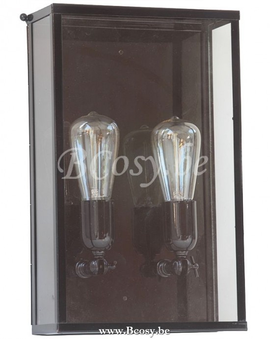 TerraLumi Authent Kubische Messing-Wandleuchte Vitrine 2LL im Art déco-Stil von Authent - Außenleuchten TerraLumi Terra-Lumi TL2820* AUT# VITX002008.