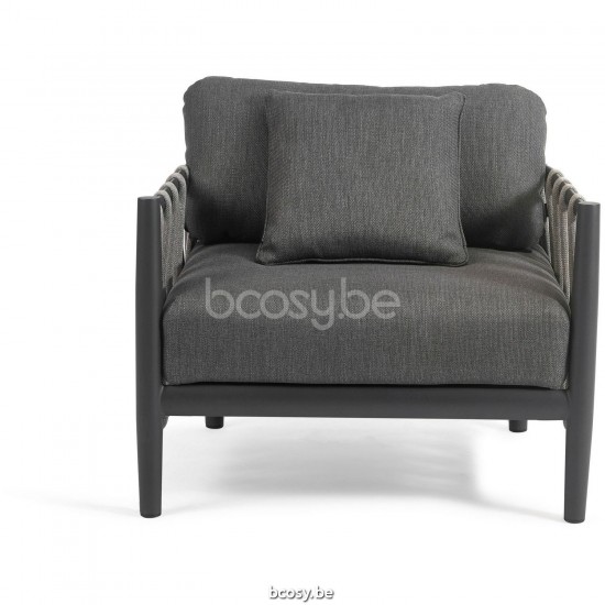 Diphano Switch Stapelbare sunlounger touw inclusief kussenset Aluminium Lava Frame Stof Weersbestendig Clay touw Onyx 30mm.