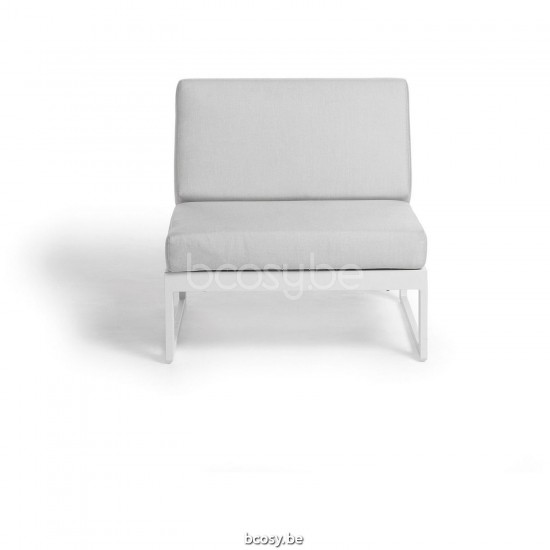 Diphano Landscape Modular kleine middelste zetel met teak armsteun Aluminium Wit Frame Stof All Weather Shine Armleuningen in.