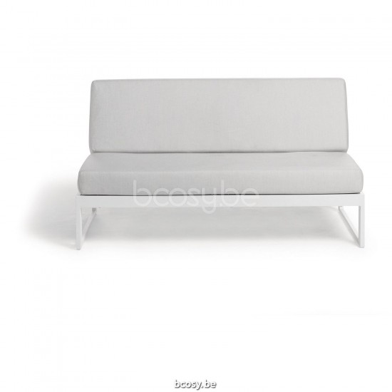 Diphano Landscape Modular grote middenstoel met teak armsteun Aluminium Wit Frame Stof All Weather Shine Armleuningen in Natu.