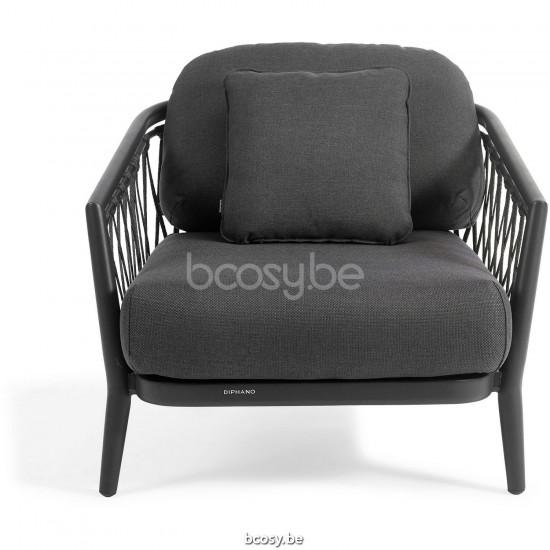 Diphano Diamond Stapelbare sunlounger inclusief kussenset Aluminium Lava Frame StofCombo Seal Brown - Chestnut touw Houtskool.