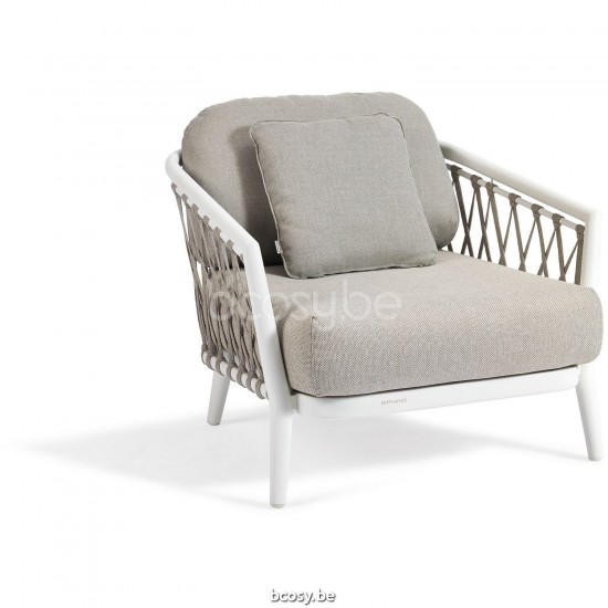 Diphano Diamond Stackable lounge chair cushion set incl. Aluminium White Frame Combo Twisted Linen - Tundra Fabric Rope Rye 1.