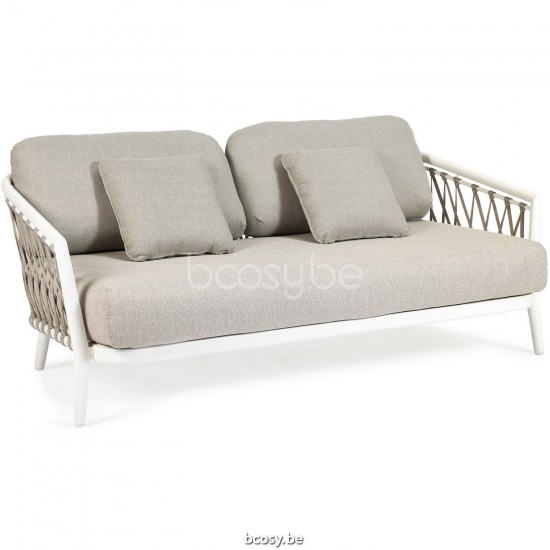 Diphano Diamond Modular Stackable 2-seater cushion set incl. Aluminium White Frame Combo Twisted Linen - Tundra Fabric Rope R.