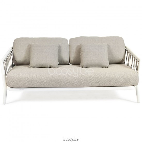 Diphano Diamond Modular Stapelbare 2-zits inclusief kussenset Aluminium Wit Frame StofCombo Twisted Linen - Tundra touw Rye 1.