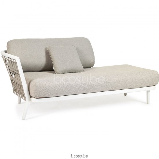 Diphano Diamond Modular right corner double end seat cushion set incl. Aluminium White Frame Combo Twisted Linen - Tundra Fab.