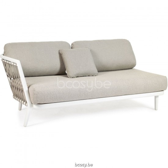 Diphano Diamond Modular right corner double seat cushion set incl. Aluminium White Frame Combo Twisted Linen - Tundra Fabric .