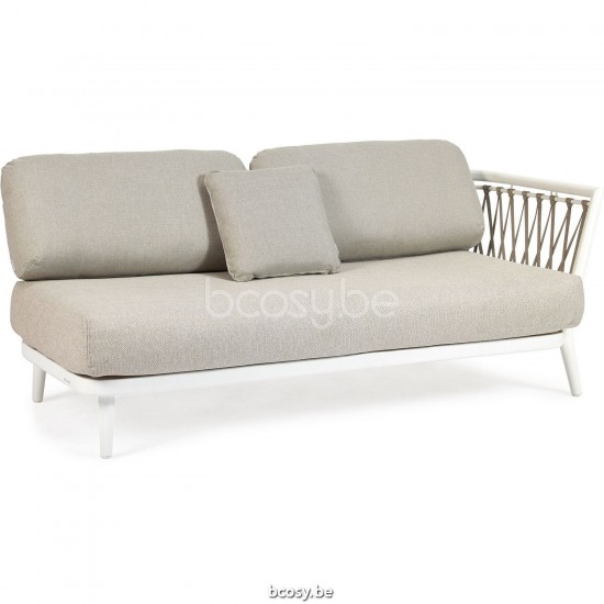 Diphano Diamond Modular left corner double seat cushion set incl. Aluminium White Frame Combo Twisted Linen - Tundra Fabric R.