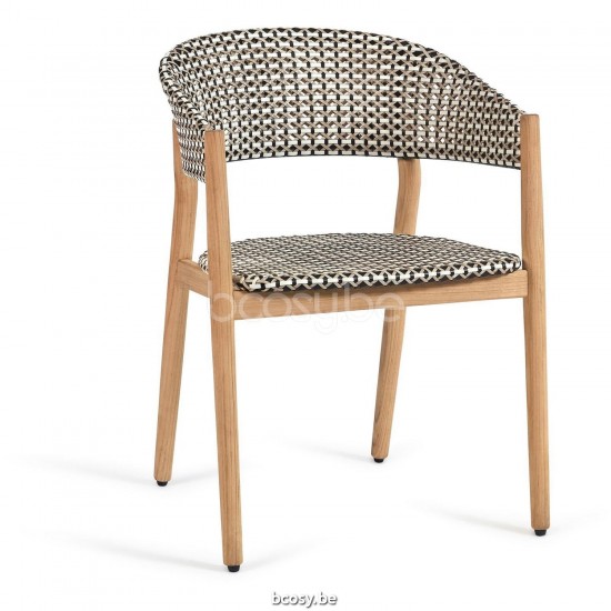 Diphano Spirit dining armchair HDPE Natural Teak Frame HDPE Vichy.