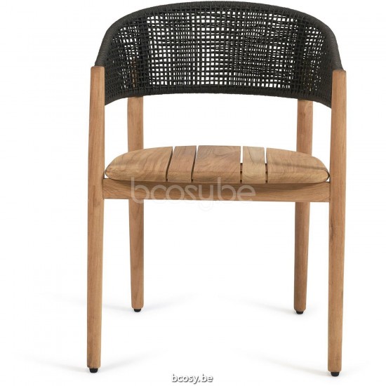 Diphano Spirit tuinstoel touw Naturel Teak Frame touw Grafiet 4mm.