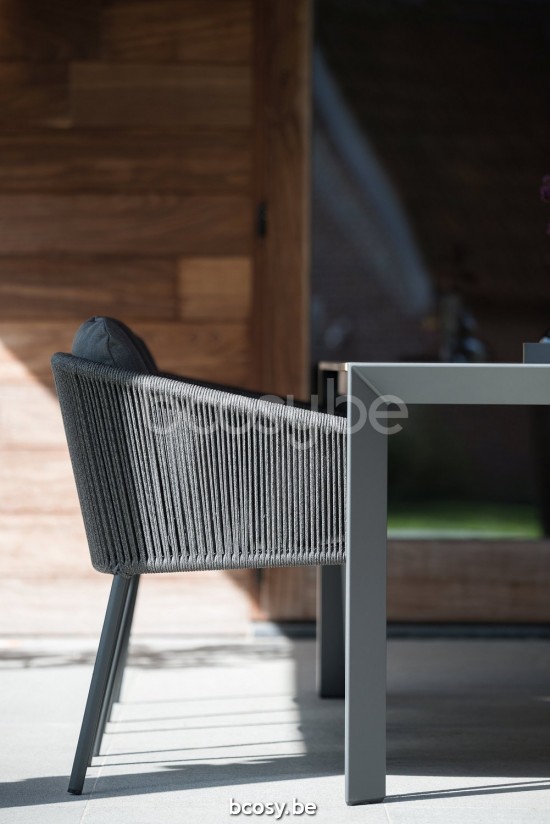 Diphano Omer Tuinarmstoelen Aluminium Lava touw Grafiet 5mm.