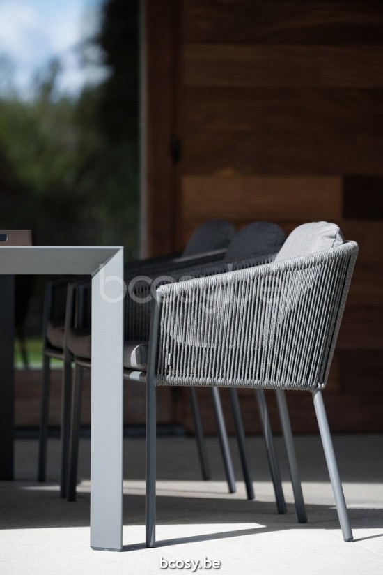 Diphano Omer chaise de jardin Cadre Aluminium Lava corde Graphite 5mm.