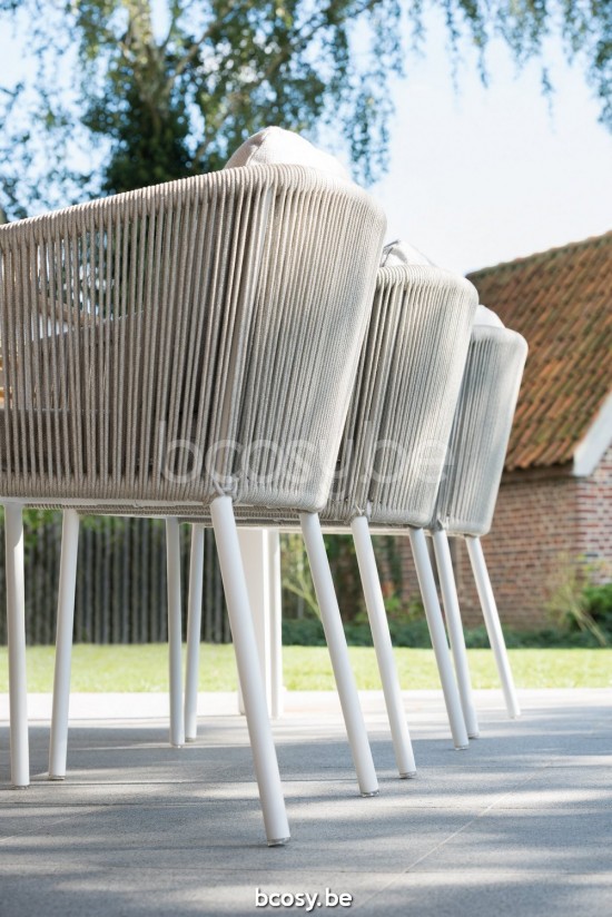 Diphano Omer garden outdoor dining armchairs PCA White Rope Mineral 5mm.