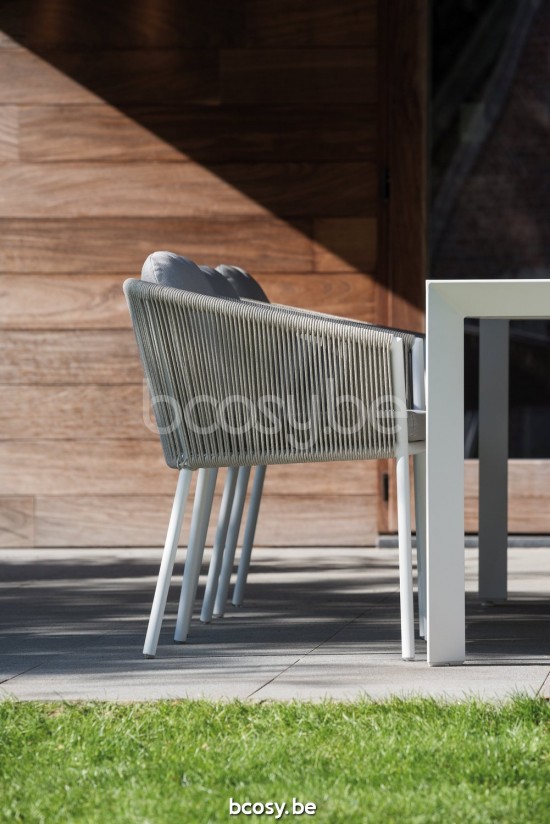 Diphano Omer Tuinarmstoelen Aluminium Wit touw Mineraal 5mm.