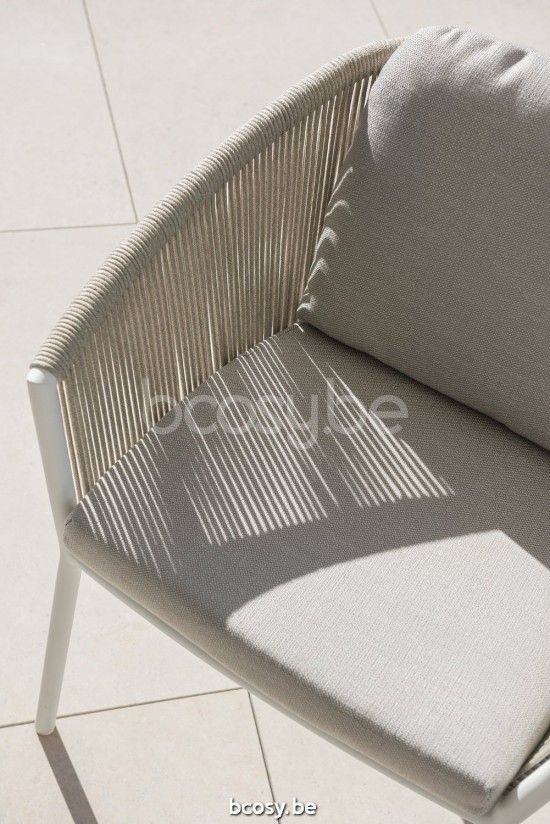 Diphano Omer fauteuils de jardin avec accoudoirs Aluminium blanc corde Minéral 5mm.