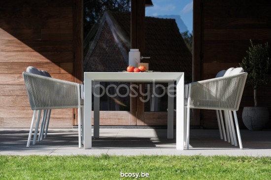 Diphano Omer Gartenstuhl Aluminium Weiß Gestell Seil Mineral 5 mm.