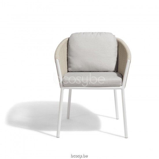 Diphano Omer tuinstoel Aluminium Wit Frame touw Mineraal 5mm.