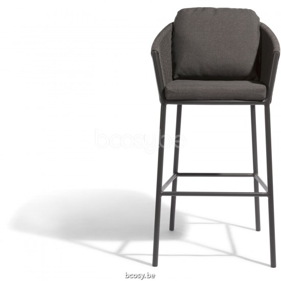 Diphano Omer barstoel 77,5h Aluminium Lava Frame touw Grafiet 5mm.