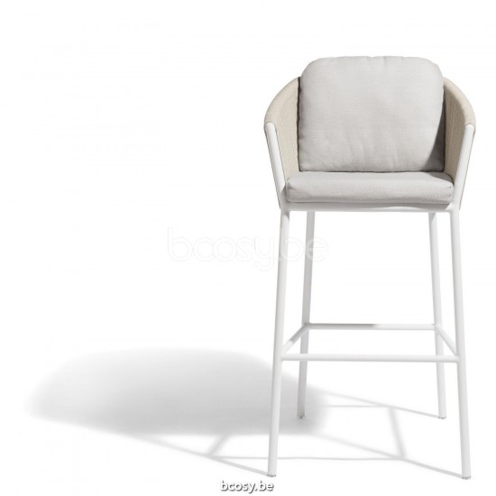 Diphano Omer barstoel 77,5h Aluminium Wit Frame touw Mineraal 5mm.