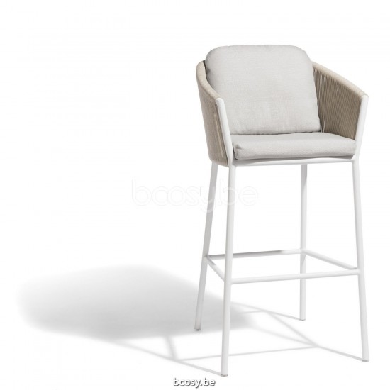 Diphano Omer barstool 77,5h Aluminium White Frame Rope Mineral 5mm.