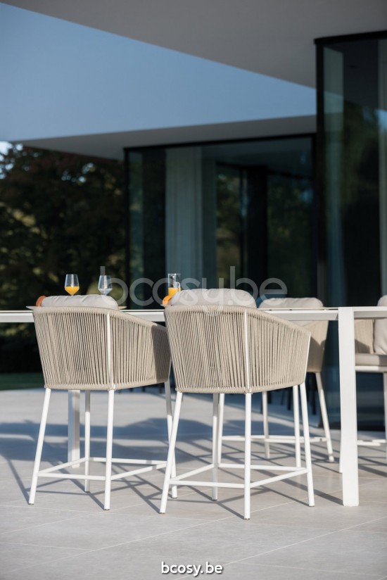 Diphano Omer garden outdoor counter chairs 60,5h PCA White Rope Mineral 5mm.