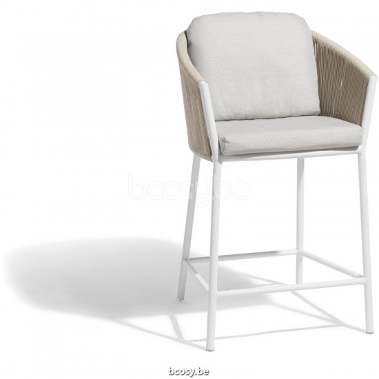 Diphano Omer barstool 60,5h Aluminium White Frame Rope Mineral 5mm.