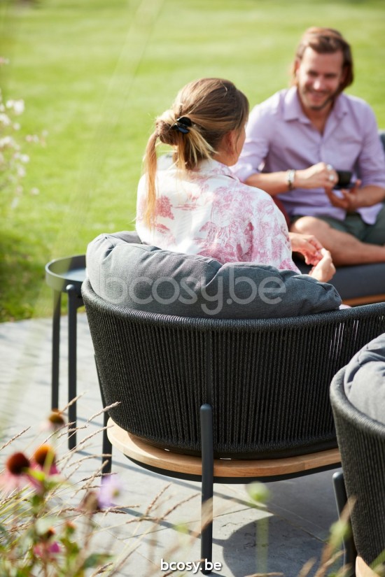 Diphano Omer salons de jardin détente 1 place Aluminium Lava corde Graphite 5mm.