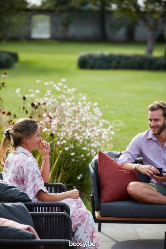 Diphano Omer Lit de bain empilable Cadre Aluminium Lava corde Graphite 5mm.