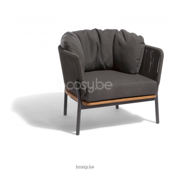 Diphano Omer Stapelbare sunlounger Aluminium Lava Frame touw Grafiet 5mm.