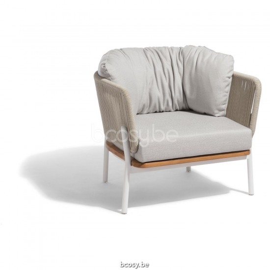 Diphano Omer Stapelbare sunlounger Aluminium Wit Frame touw Mineraal 5mm.