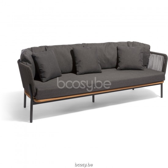 Diphano Omer Stackable 3-seater Aluminium Lava Frame Rope Graphite 5mm.