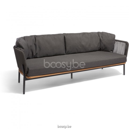 Diphano Omer Stapelbare 3-zits Aluminium Lava Frame touw Grafiet 5mm.