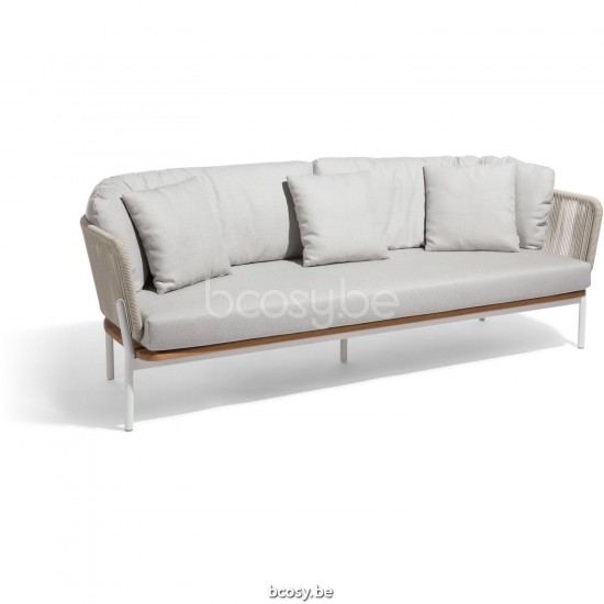 Diphano Omer Stackable 3-seater Aluminium White Frame Rope Mineral 5mm.