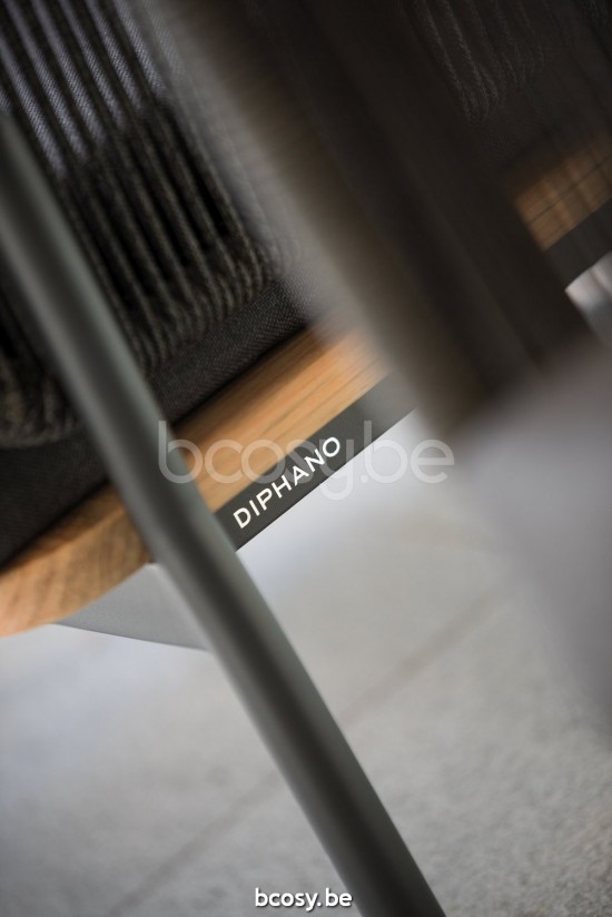 Diphano Omer Stackable combo (2x lounge chair + 3-seater) Aluminium Lava Frame Rope Graphite 5mm.