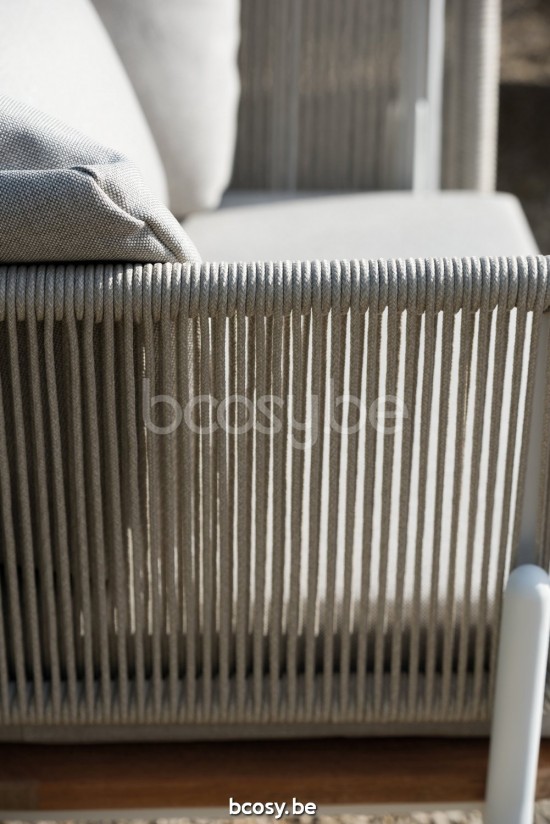 Diphano Omer Combiné empilable (2x Fauteuil de jardin + 3-places) Cadre Aluminium blanc corde Minéral 5mm.