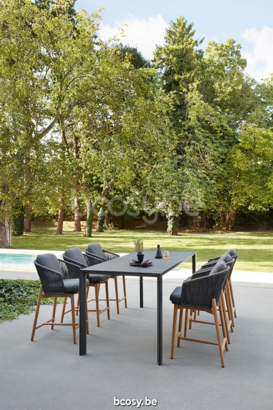 Diphano Newport barstoel 61h Aluminium Lava Frame touw Houtskool 11mm.