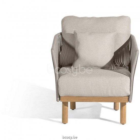 Diphano Newport lounge stoel Aluminium koffie Frame touw Kiezel 11mm.