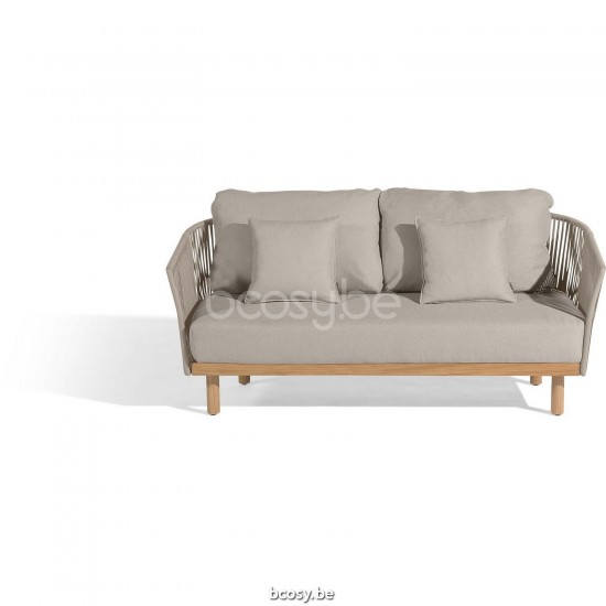 Diphano Newport 2-zits tuinzetel Aluminium koffie Frame touw Kiezel 11mm.