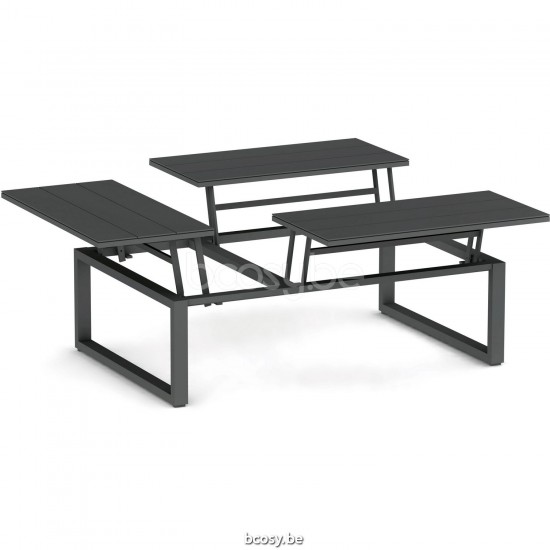 Diphano Landscape verstelbare salontafel 3-top Aluminium Lava Frame.