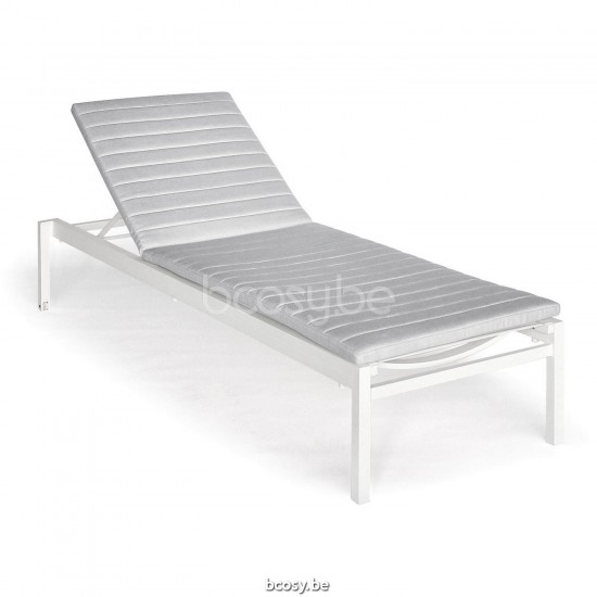 Diphano Alexa Stapelbare ligstoel met wielen Aluminium Wit Frame Stof Textyleen Wit.