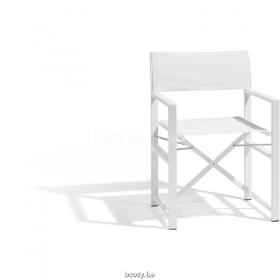 Diphano Alexa folding director's chair Aluminium White Frame single layer Batyline White Fabric.