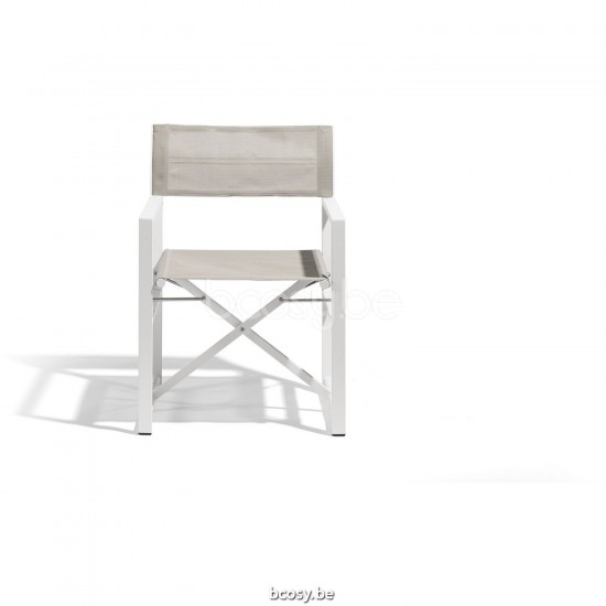 Diphano Alexa opvouwbare regisseursstoel Aluminium Wit Frame Stof enkele laag Batyline Zandkleur.