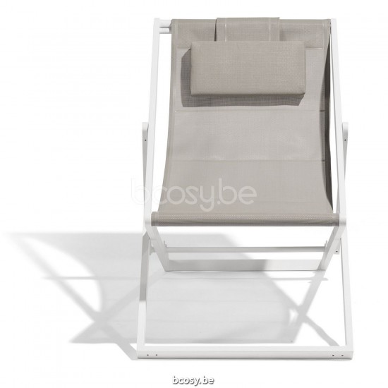 Diphano Alexa opvouwbare strandstoel Aluminium Wit Frame Stof enkele laag Textylene Zandkleur.