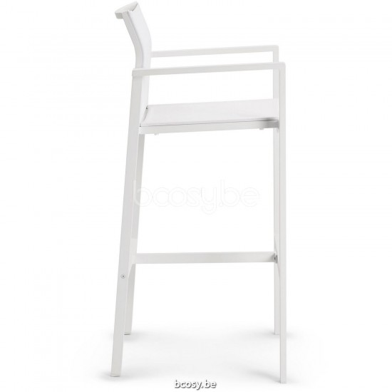 Diphano Alexa Stapelbare barstoel 77h Aluminium Wit Frame Stof enkele laag Batyline Wit.