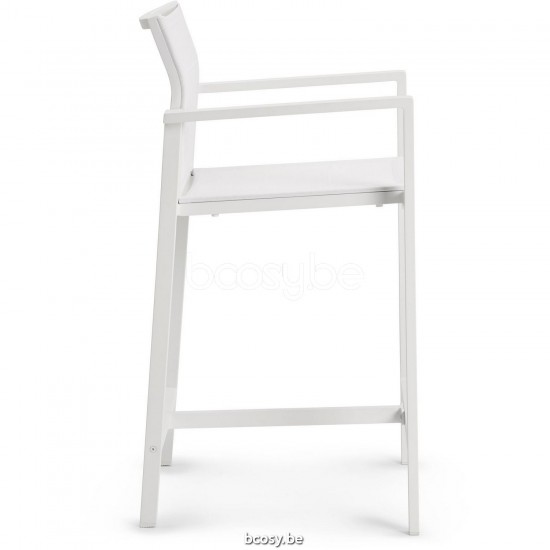 Diphano Alexa Stapelbare barstoel 62h Aluminium Wit Frame Stof enkele laag Batyline Wit.