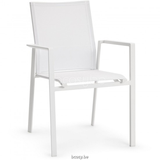 Diphano Selecta Stackable dining armchair Aluminium White Frame single layer Batyline White Fabric.