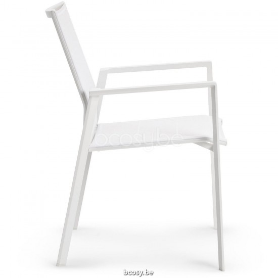 Diphano Selecta Stapelbare tuinstoel Aluminium Wit Frame Stof enkele laag Batyline Wit.