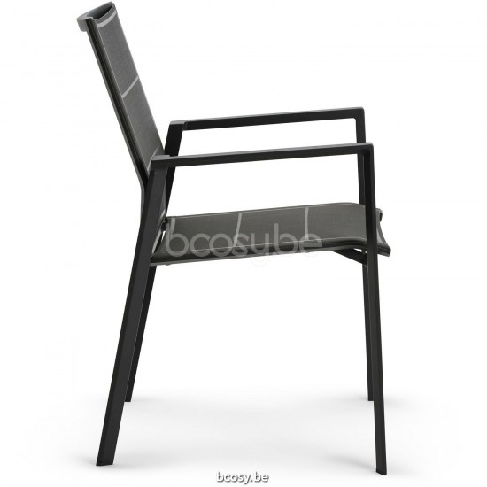 Diphano Selecta Stapelbare tuinstoel Aluminium Lava Frame Stof enkele laag Batyline Cafe.